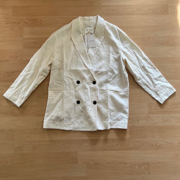 NEW Everlane The Linen Double Breasted Blazer 'Bone' Cream Ivory Size 12 NWT - Picture 8 of 10